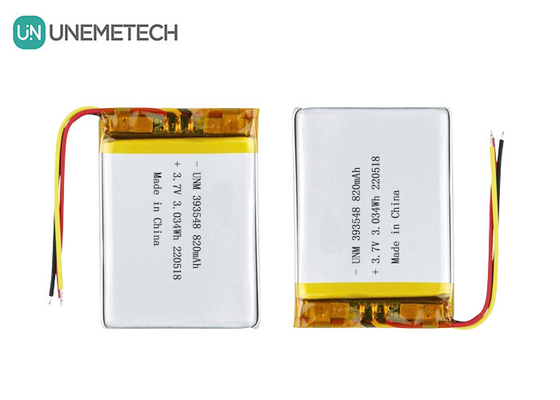 इलेक्ट्रॉनिक स्तन पंप के लिए लिथियम पॉलिमर बैटरी 3.7V 820mAh 393548 लिपो रिचार्जेबल बैटरी पैक