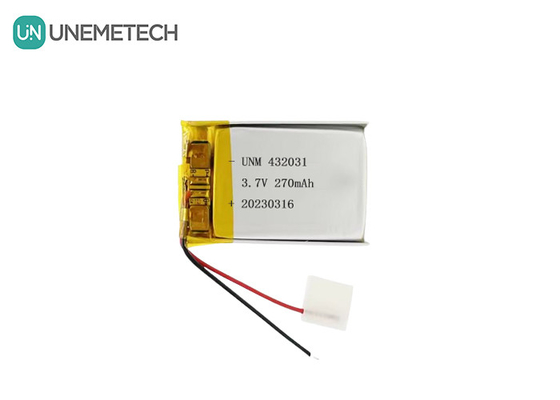 3.7V 270mAh 432031 इलेक्ट्रॉनिक उपकरणों के लिए लिथियम पॉलिमर बैटरी