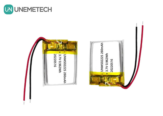 3वायरलेस सेंसर के लिए.7V रिचार्जेबल लिथियम पॉलीमर आयन बैटरी 502225 260mAh