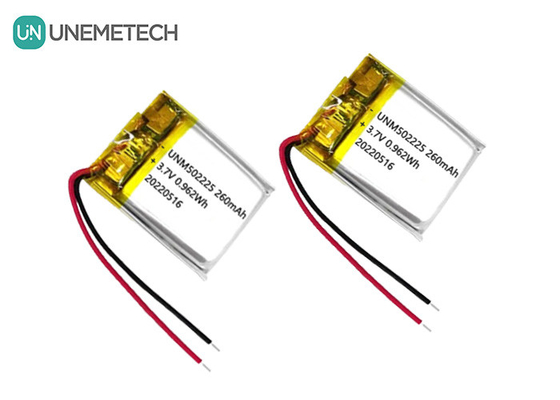 3वायरलेस सेंसर के लिए.7V रिचार्जेबल लिथियम पॉलीमर आयन बैटरी 502225 260mAh