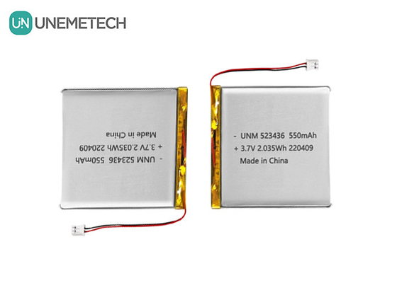 जीपीएस ट्रैकर के लिए लिथियम-आयन पॉलिमर बैटरी 3.7V 550mAh 523436 रिचार्जेबल ली पॉलिमर बैटरी