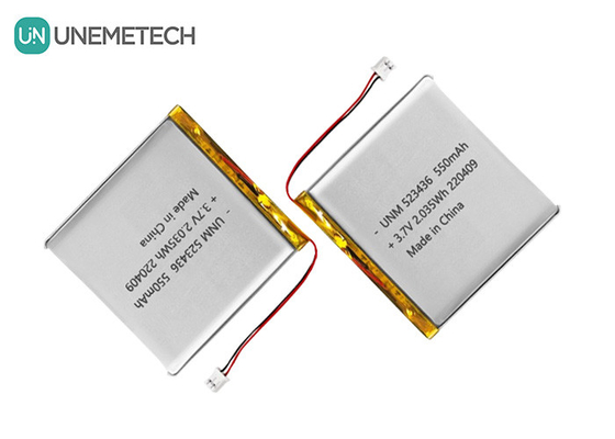 जीपीएस ट्रैकर के लिए लिथियम-आयन पॉलिमर बैटरी 3.7V 550mAh 523436 रिचार्जेबल ली पॉलिमर बैटरी