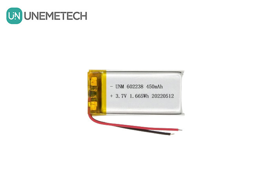 पालतू ट्रैकर के लिए लिथियम आयन पॉलिमर बैटरी 602238 3.7V 450mAh रिचार्जेबल लिथियम आयन बैटरी
