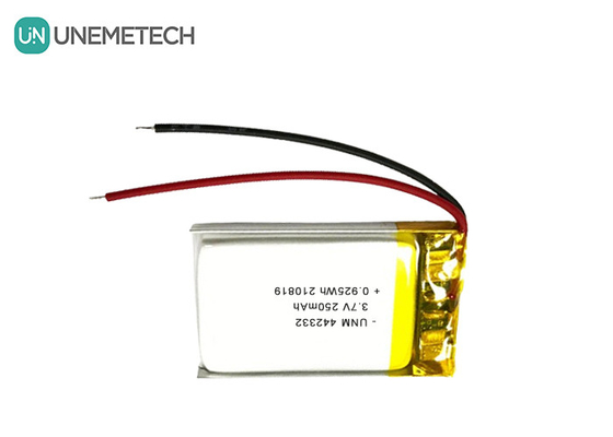 3.7V 250mAh लिपो रिचार्जेबल बैटरी 442332 पोर्टेबल इलेक्ट्रॉनिक वेज के लिए