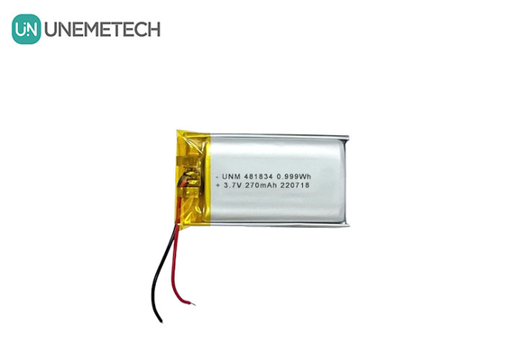 रिचार्जेबल डीप साइकल लिथियम आयन पॉलिमर बैटरी 3.7V 270mAh 481834 स्मार्ट चश्मे के लिए