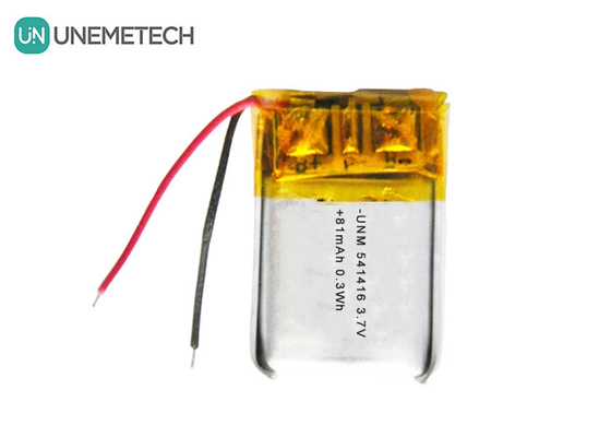 3.7V लिपो रिचार्जेबल बैटरी 541416 81mAh ब्लूटूथ हेडसेट के लिए छोटी लिपो बैटरी