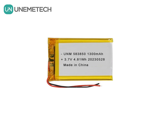 3.7V 1300mAh इलेक्ट्रॉनिक उत्पादों के लिए मानक लिथियम आयन पॉलिमर बैटरी 583850