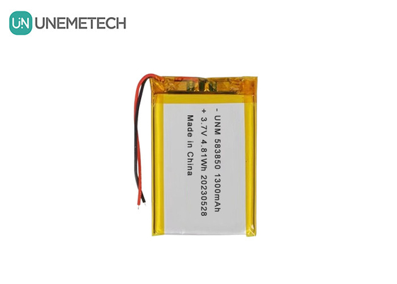 3.7V 1300mAh इलेक्ट्रॉनिक उत्पादों के लिए मानक लिथियम आयन पॉलिमर बैटरी 583850
