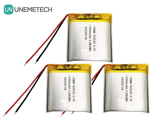 3.7V 1050mAh कस्टम कॉम्पैक्ट डिज़ाइन लिपो बैटरी 103535 लघु प्रोजेक्टर के लिए