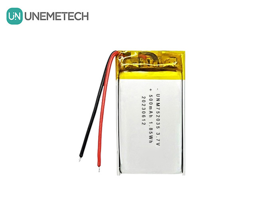 3.7V 500mAh 752035 रिमोट कंट्रोल के लिए उन्नत लिथियम पॉलिमर बैटरी
