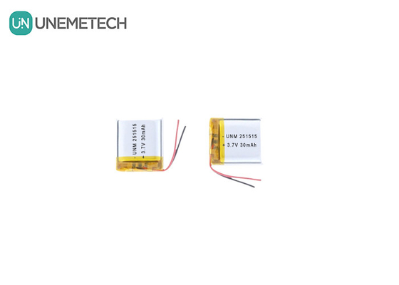 3.7V 30mAh 251515 छोटे इलेक्ट्रॉनिक थर्मामीटर के लिए छोटे हल्के लिपो बैटरी