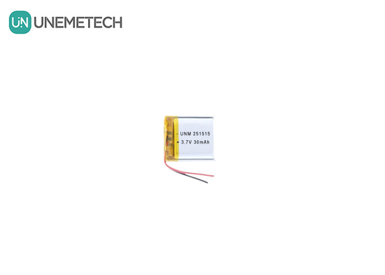 3.7V 30mAh 251515 छोटे इलेक्ट्रॉनिक थर्मामीटर के लिए छोटे हल्के लिपो बैटरी