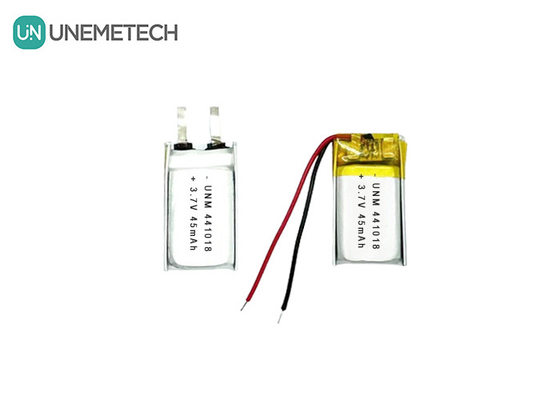 3.7V 45mAh स्मार्ट चश्मे के लिए छोटी कम वजन वाली लिथियम पॉलिमर बैटरी 441018