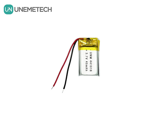 3.7V 45mAh स्मार्ट चश्मे के लिए छोटी कम वजन वाली लिथियम पॉलिमर बैटरी 441018