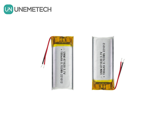 सीई प्रमाणित लीपो बैटरी 471630 3.7V 190mAh पोर्टेबल इलेक्ट्रॉनिक्स के लिए ली-पॉलीमर बैटरी