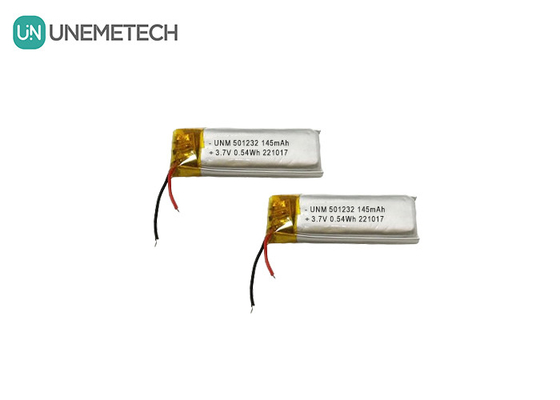 3.7V 145mAh 501232 बबल मशीन के लिए कॉम्पैक्ट डिजाइन लिथियम पॉलिमर बैटरी
