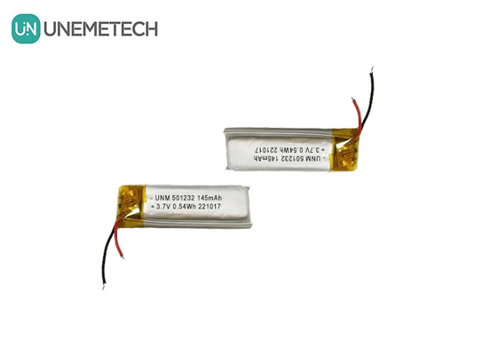 3.7V 145mAh 501232 बबल मशीन के लिए कॉम्पैक्ट डिजाइन लिथियम पॉलिमर बैटरी