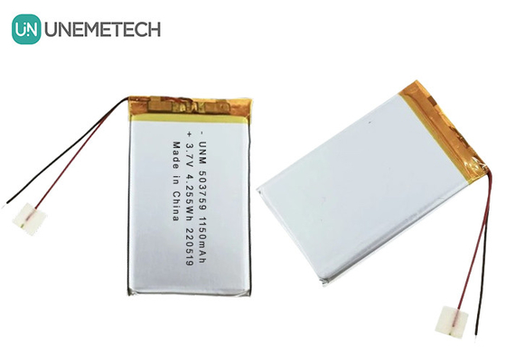 3.7V 1150mAh 503759 रिकॉर्डर के लिए कस्टम लिपो पॉलिमर रिचार्जेबल बैटरी