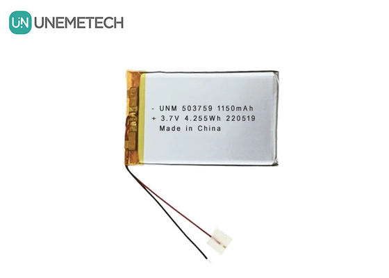 3.7V 1150mAh 503759 रिकॉर्डर के लिए कस्टम लिपो पॉलिमर रिचार्जेबल बैटरी