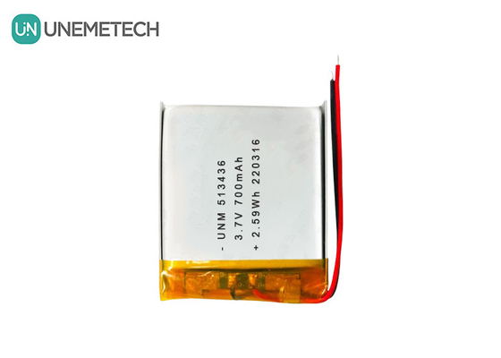 3जीपीएस ट्रैकर्स के लिए.7V 700mAh 513436 रिचार्जेबल लिथियम आयन पॉलिमर बैटरी