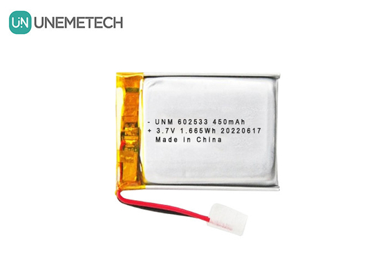 रिचार्जेबल 3.7V 450mAh 602533 डीप साइकल लिपो बैटरी स्मार्ट घड़ियों के लिए