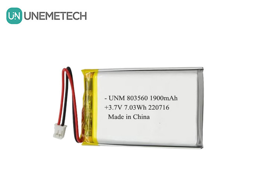 फ़्लैशलाइट के लिए रिचार्जेबल लचीली लिथियम पॉलीमर बैटरी 3.7V 1900mAh 803560