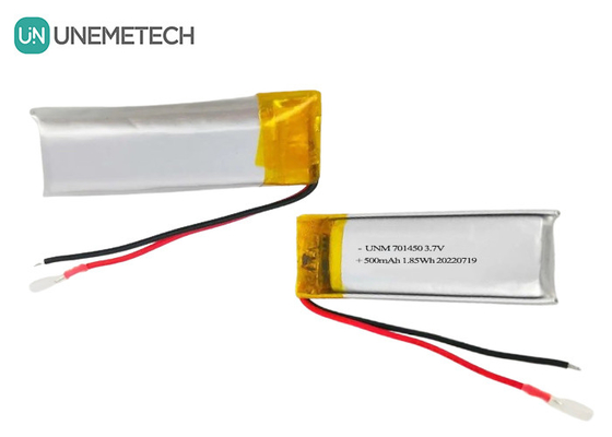 3.7V 500mAh 701450 तापमान सेंसर के लिए रिचार्जेबल लिथियम पॉलिमर बैटरी