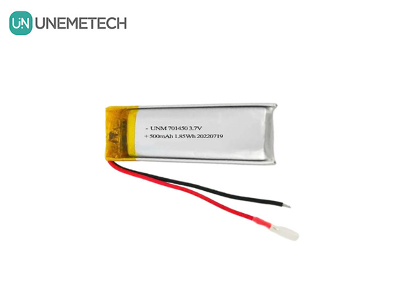 3.7V 500mAh 701450 तापमान सेंसर के लिए रिचार्जेबल लिथियम पॉलिमर बैटरी