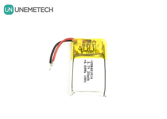 3.7V 25mAh 401014 स्मार्ट चश्मे के लिए अल्ट्रा स्मॉल रिचार्जेबल लिपो बैटरी