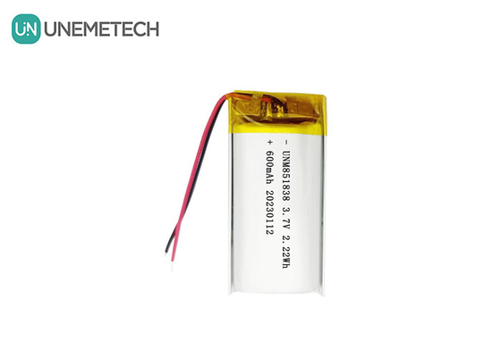 600mAh रिचार्जेबल ली पॉलीमर बैटरी 851838 3.7V कस्टम लिपो बैटरी