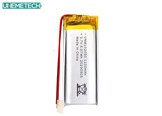 कस्टम लिपो बैटरी 102050 3.7 V 1100mAh सीई अनुमोदित के साथ ली पॉलीमर बैटरी पैक