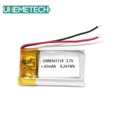3.7V 65mAh 561118 इयरबड्स के लिए रिचार्जेबल अनुकूलन योग्य लिथियम पॉलिमर बैटरी
