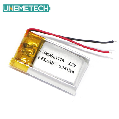3.7V 65mAh 561118 इयरबड्स के लिए रिचार्जेबल अनुकूलन योग्य लिथियम पॉलिमर बैटरी