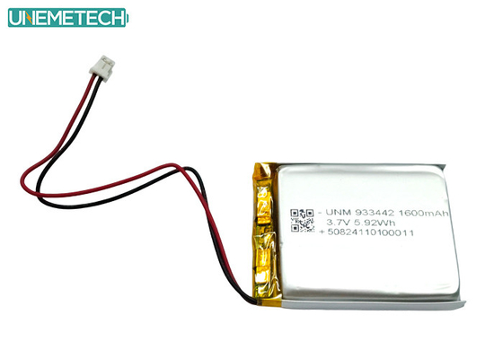 कस्टम ली-पॉलिमर बैटरी 3.7V 1600mAh 933442 मेडिकल उत्पादों के लिए लिथियम पॉलीमर बैटरी