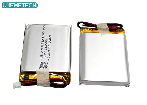 कस्टम ली-पॉलिमर बैटरी 3.7V 1600mAh 933442 मेडिकल उत्पादों के लिए लिथियम पॉलीमर बैटरी