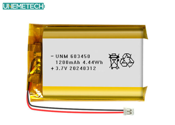 गुणवत्ता इलेक्ट्रॉनिक्स के लिए CE प्रमाणित के साथ 3.7V 1200mAh रिचार्जेबल लिथियम पॉलिमर बैटरी 603450 कारखाना