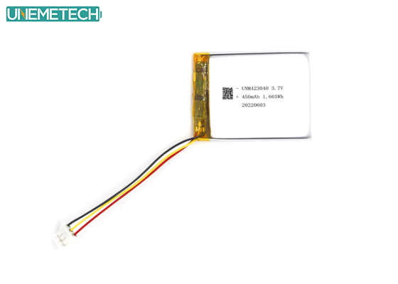 गुणवत्ता 3.7V 450mAh रिचार्जेबल लिथियम आयन पॉलिमर बैटरी 423040 3C डिजिटल उत्पादों के लिए कारखाना