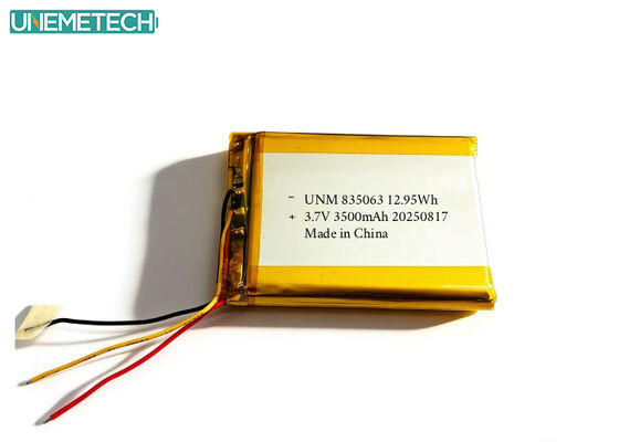 गुणवत्ता 3.7V 3500mAh कस्टम लार्ज लिथियम पॉलिमर बैटरी 835063 मेडिकल सौंदर्य उपकरण के लिए कारखाना